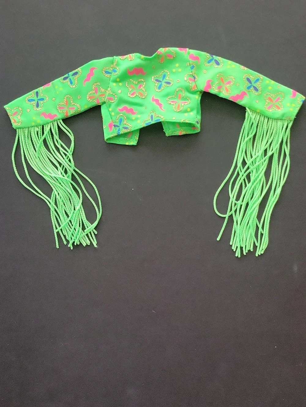 Neon Green Fringe Barbie Outfit- Floral Print Tank Dress & Jacket